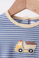 Blue stripe truck embroidery bubble