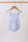 Blue stripe seersucker lemon embroidery ruffle bubble