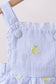 Blue stripe seersucker lemon embroidery ruffle bubble