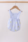 Blue stripe seersucker lemon embroidery ruffle bubble