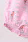 Pink stripe seersucker flamingo embroidery ruffle bubble