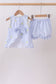 Blue stripe seersucker lemon embroidery scalloped bloomer set