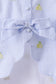 Blue stripe seersucker lemon embroidery scalloped bloomer set