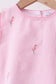 Pink stripe seersucker flamingo embroidery scalloped bloomer set