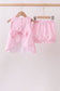 Pink stripe seersucker flamingo embroidery scalloped bloomer set