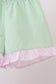 Pink stripe seersucker bow ruffle shorts set