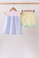 Colorblock ruffle shorts set