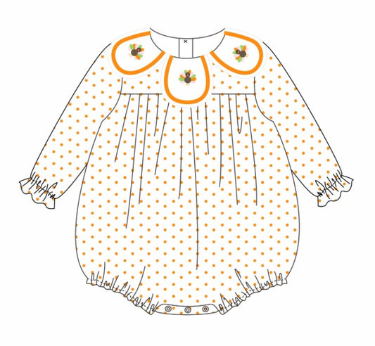 Premium orange turkey embroidery bubble