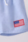 Blue flag embroidery gingham shorts