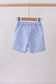 Blue flag embroidery gingham shorts