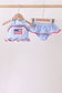 Blue flag applique gingham ruffle 2pc swimsuit
