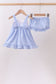 Blue flag embroidery ruffle bloomer set