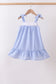 Blue flag embroidery ruffle dress