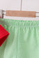 Red watermelon embroidery shorts set