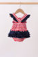 Red stripe flag fireworks embroidery ruffle bubble