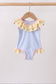 Blue stripe ruffle one-piece swimsuit