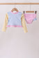 Blue stripe ruffle rashguard set