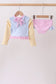 Blue stripe ruffle rashguard set
