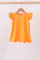 Orange flutter sleeve scalloped top