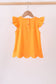 Orange flutter sleeve scalloped top