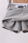 Grey scallop hem bow skort