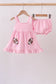 Pink football applique everyone has fun bloomer set