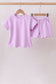 Purple Scalloped Shorts Set