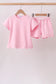 Pink Scalloped Shorts Set