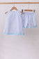 Blue Seersucker Stripe Scalloped Shorts Set