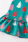 Platinum Green christmas tree print ruffle pants