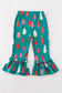 Platinum Green christmas tree print ruffle pants