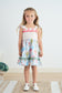 Platinum balloon print floral flutter trim dress