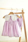 Lavender floral bow embroidery swiss dot girl bloomer set