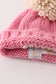 Pink pompom hi cable beanie