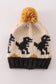 Black pompom dinosaur cable beanie