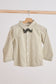 Green woven gingham bow flannel button down shirt
