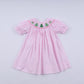 Pink christmas tree hand smocked dress