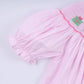 Pink christmas tree hand smocked dress
