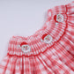 Red christmas santa claus hand smocked plaid bubble