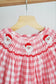 Red christmas santa claus hand smocked plaid dress