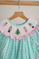 Mint christmas nutcracker hand smocked gingham dress