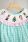 Mint christmas nutcracker hand smocked gingham bubble