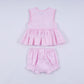 Pink princess hand smocked plaid bloomer set
