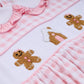 Pink gingerbread hand smocked gingham ruffle bubble