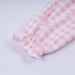 Pink gingerbread hand smocked gingham ruffle bubble
