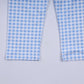 Blue gingerbread hand smocked gingham pants set