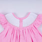 Pink character hand smocked dot ruffle bloomer set