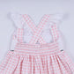 Pink character hand smocked gingham ruffle dress
