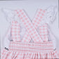 Pink character hand smocked gingham ruffle bubble