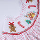 Red gingerbread hand smocked ruffle pants set